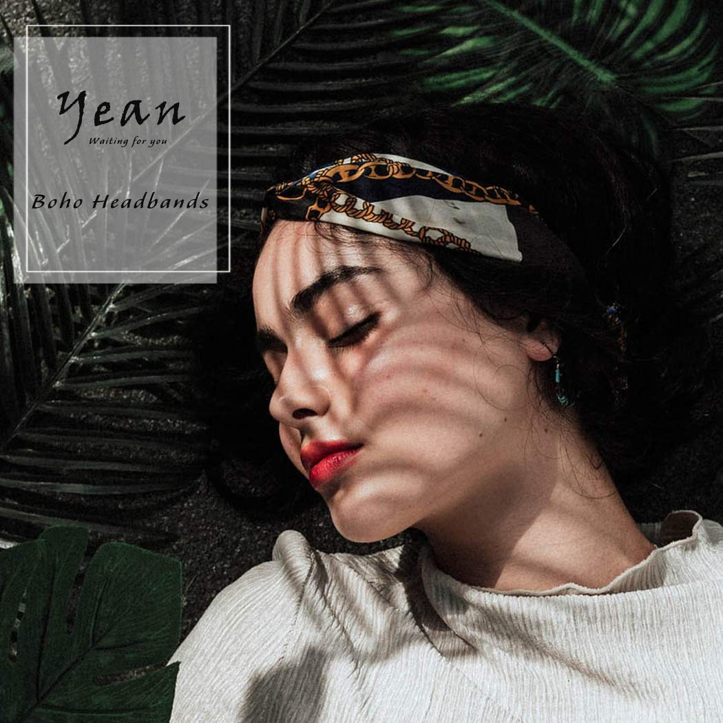 Yean Boho Wide Headbands Spot Stretch Hair Bands Elastic Turbans Stylish Head Wraps for Women and Gi