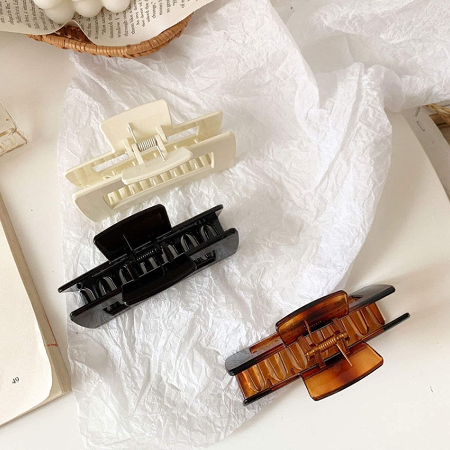 3 Pcs Big Hair Claw Clips, Hair Clip with Strong Fixing Force,Acrylic Plastic Large Hair Claw Clamps