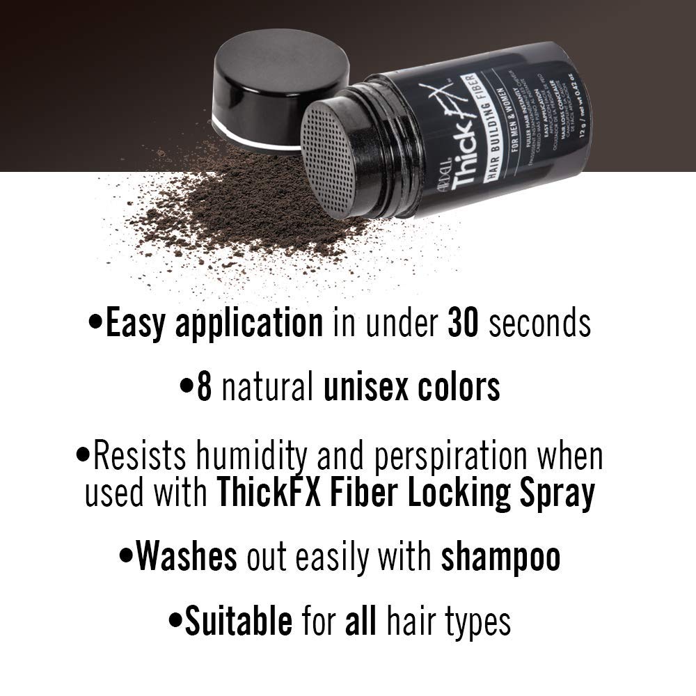 Ardell Thick FX Grey Hair Building Fiber for Fuller Hair Instantly, 0.42 oz