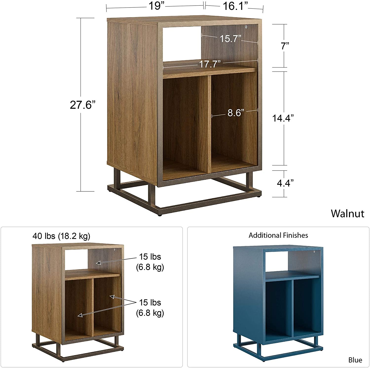 Novogratz Regal, Blue Turntable Stand