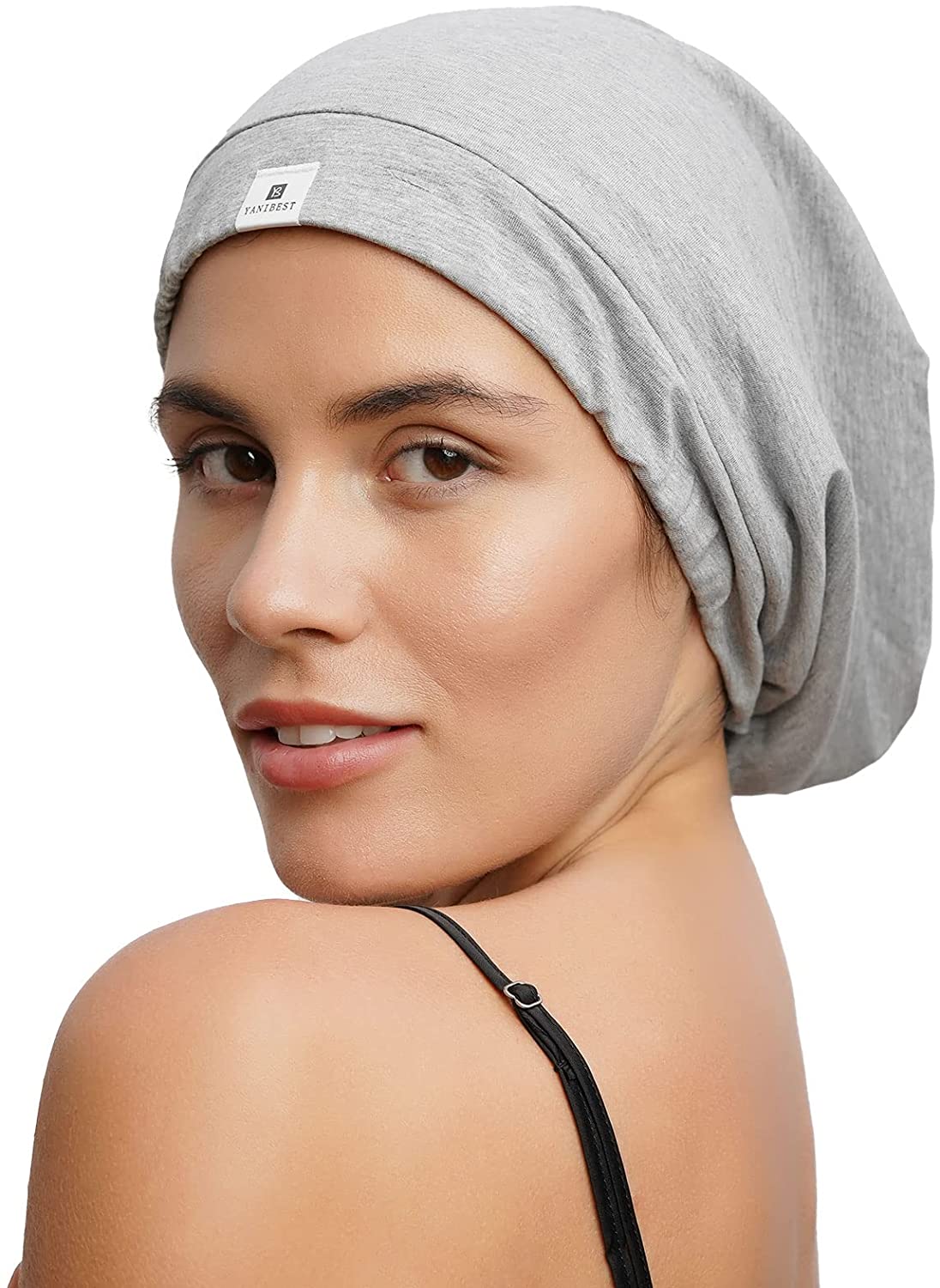YANIBEST Silk Satin Bonnet Hair Cover Sleep Cap - Adjustable Stay on Silk Lined Slouchy Beanie Hat f