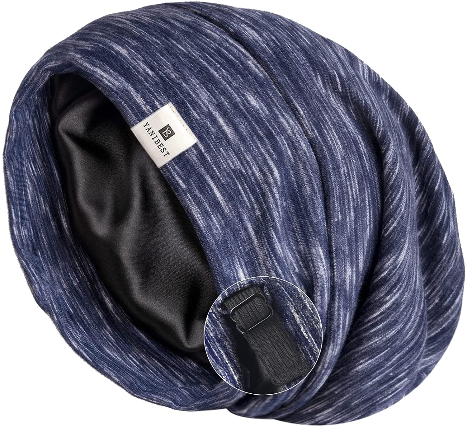 YANIBEST Silk Satin Bonnet Hair Cover Sleep Cap - Adjustable Stay on Silk Lined Slouchy Beanie Hat f