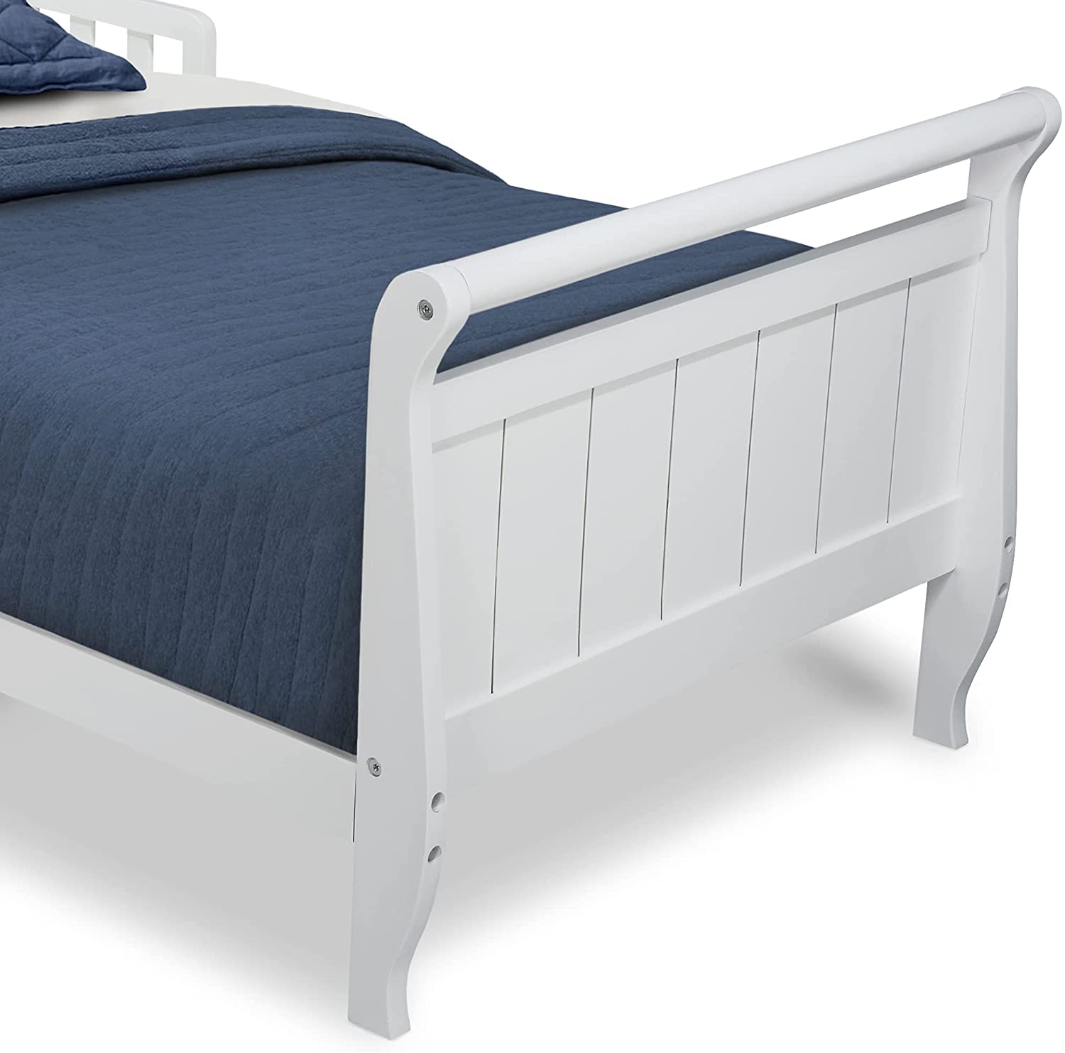 Delta Children Wood Sleigh Toddler Bed, White