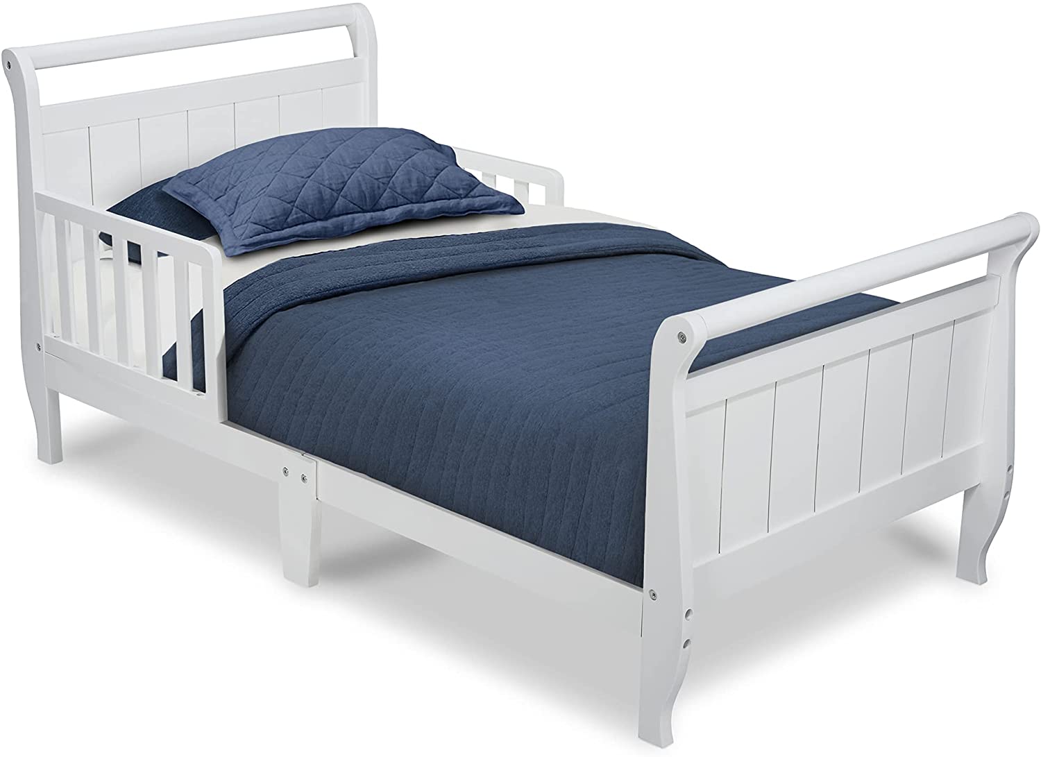 Delta Children Wood Sleigh Toddler Bed, White