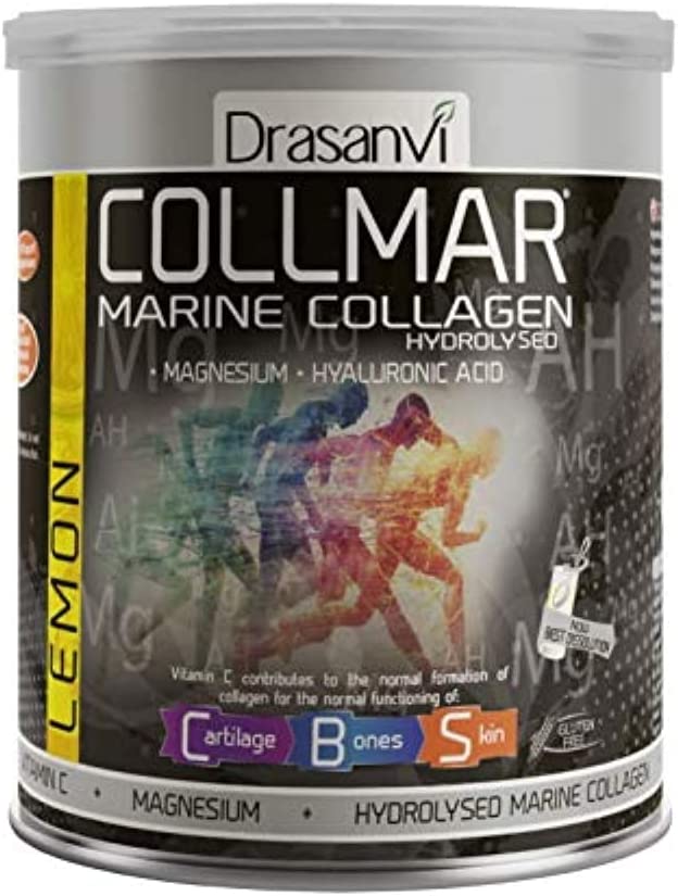 2 Pack Drasanvi Collmar Hydrolyzed Marine Collagen with Magnesium Powder 300g Lemon Flavor - Spanish