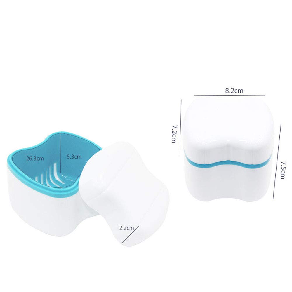 Mayplus Denture Box Case, Denture Cup with Strainer, Denture False Teeth Bath Box with Basket Net Co