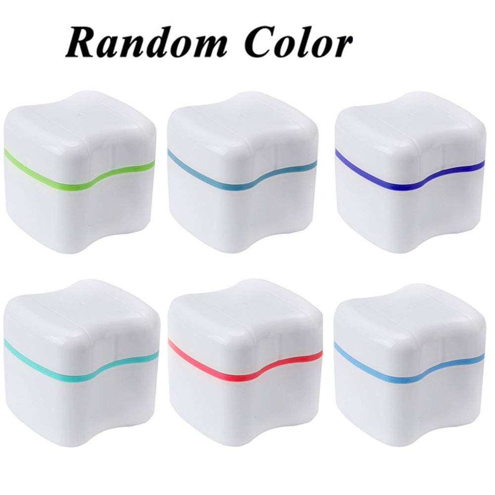 Mayplus Denture Box Case, Denture Cup with Strainer, Denture False Teeth Bath Box with Basket Net Co