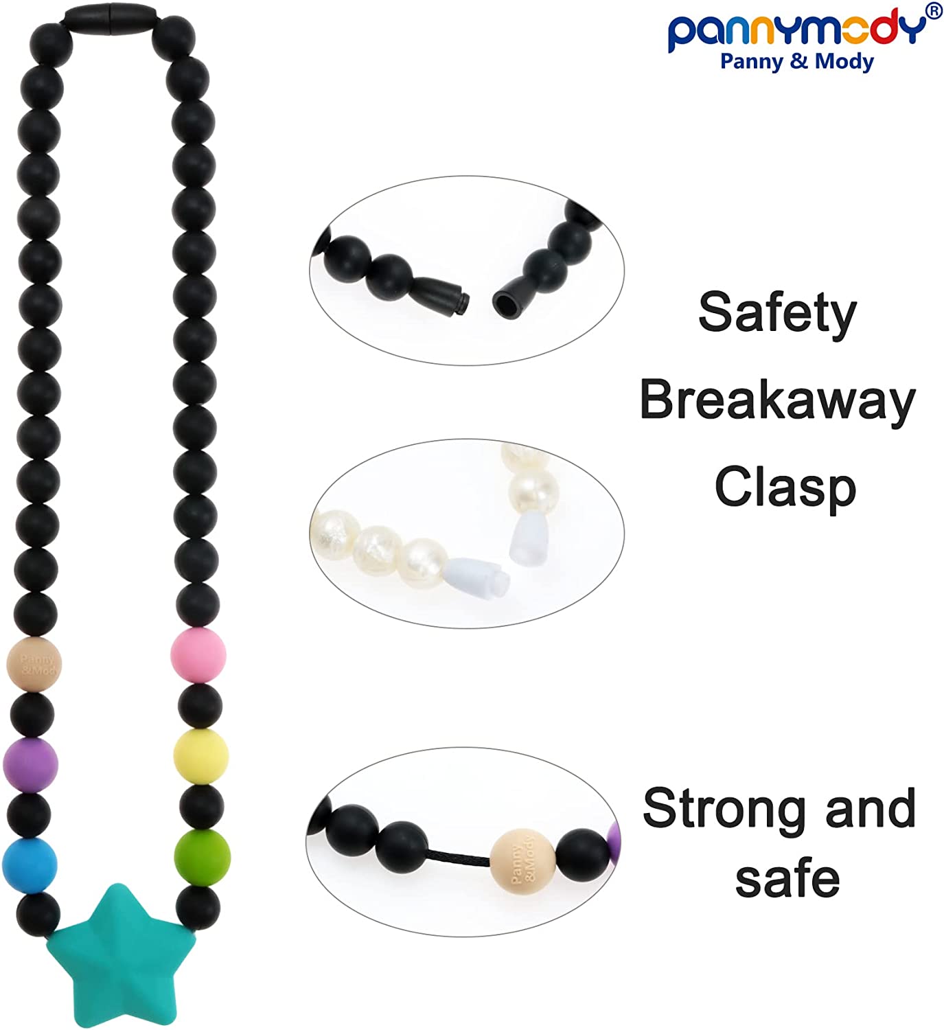 Panny & Mody Sensory Chew Necklace for Boys Girls, Silicone Chewy
