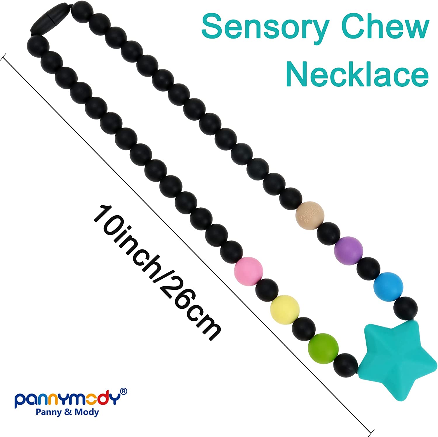 Panny & Mody Sensory Chew Necklace for Boys Girls, Silicone Chewy