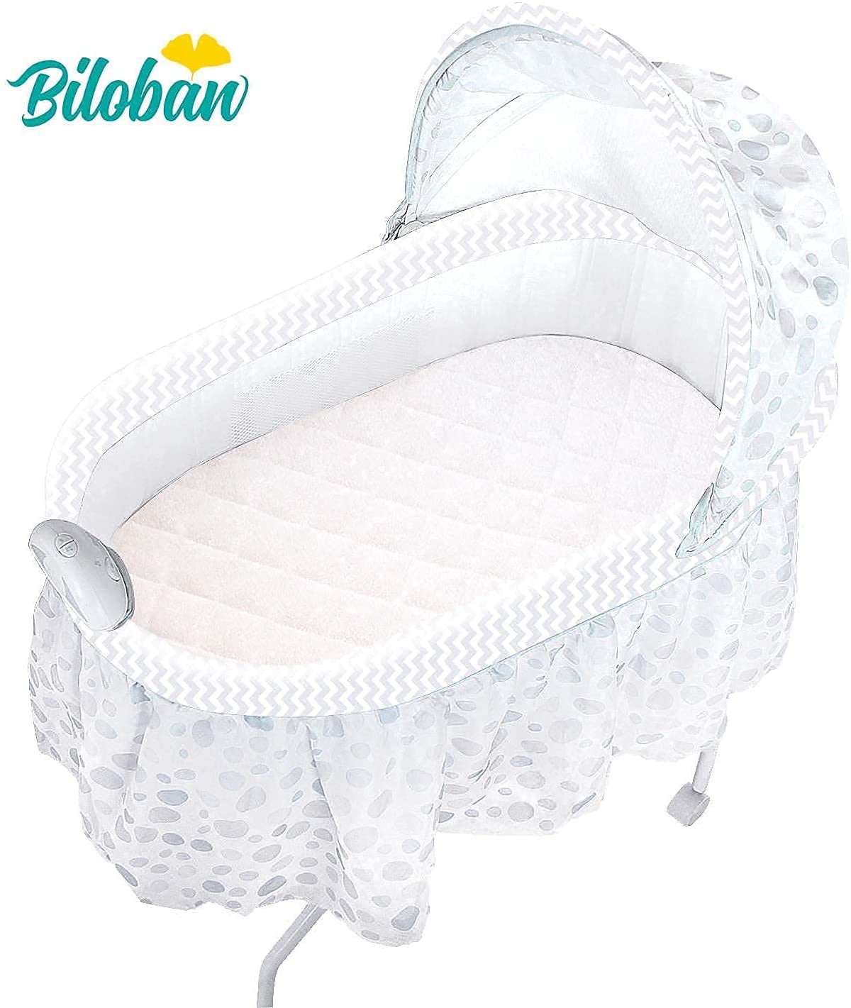 Biloban Waterproof Mattress Protector, Quilted Mattress Cover and 100% Jersey Knit Cotton Bassinet S
