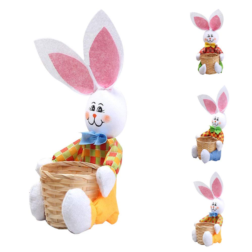 Asdomo Mini Round Basket, Lovely Cartoon Rabbit Shaped Basket Portable Food Candy Storage Basket for