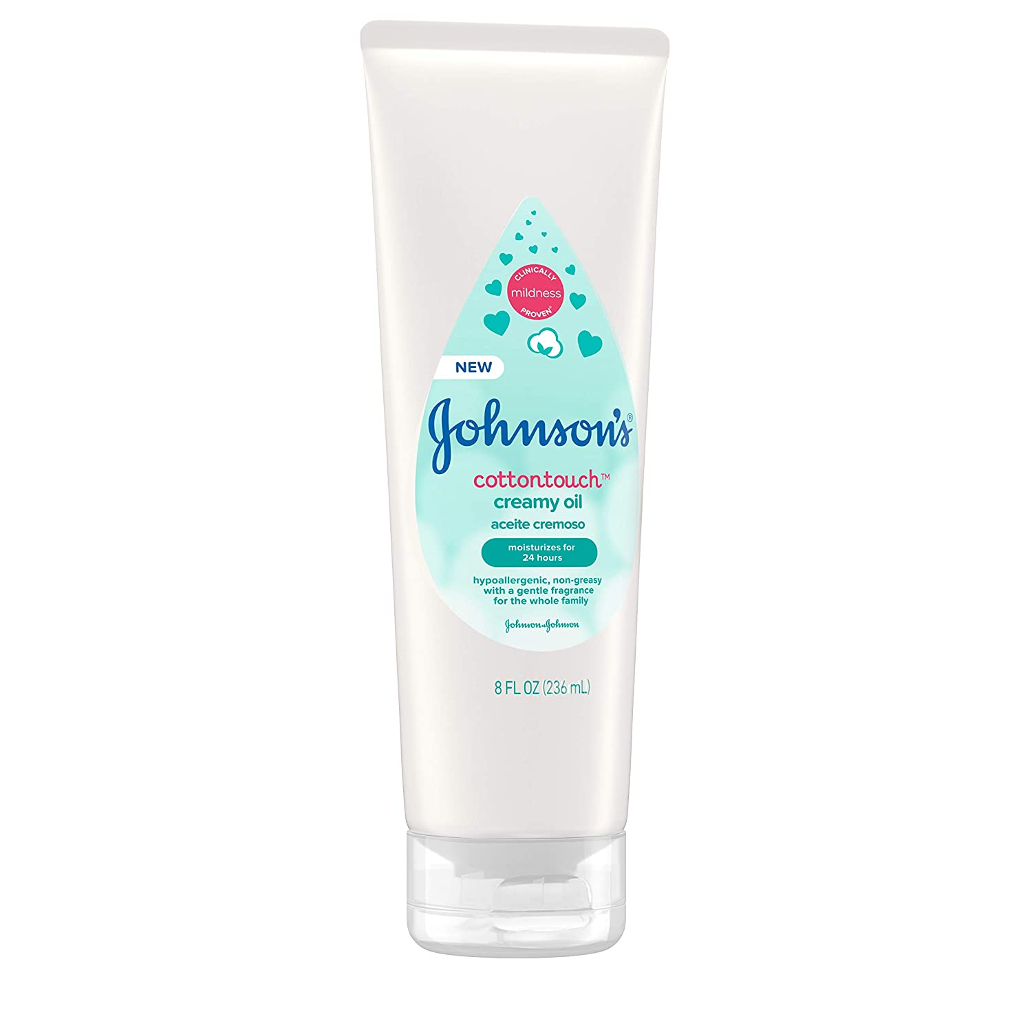 Johnson's CottonTouch Moisturizing Creamy Oil for Baby, Body Lotion with Real Cotton and Gentle Frag