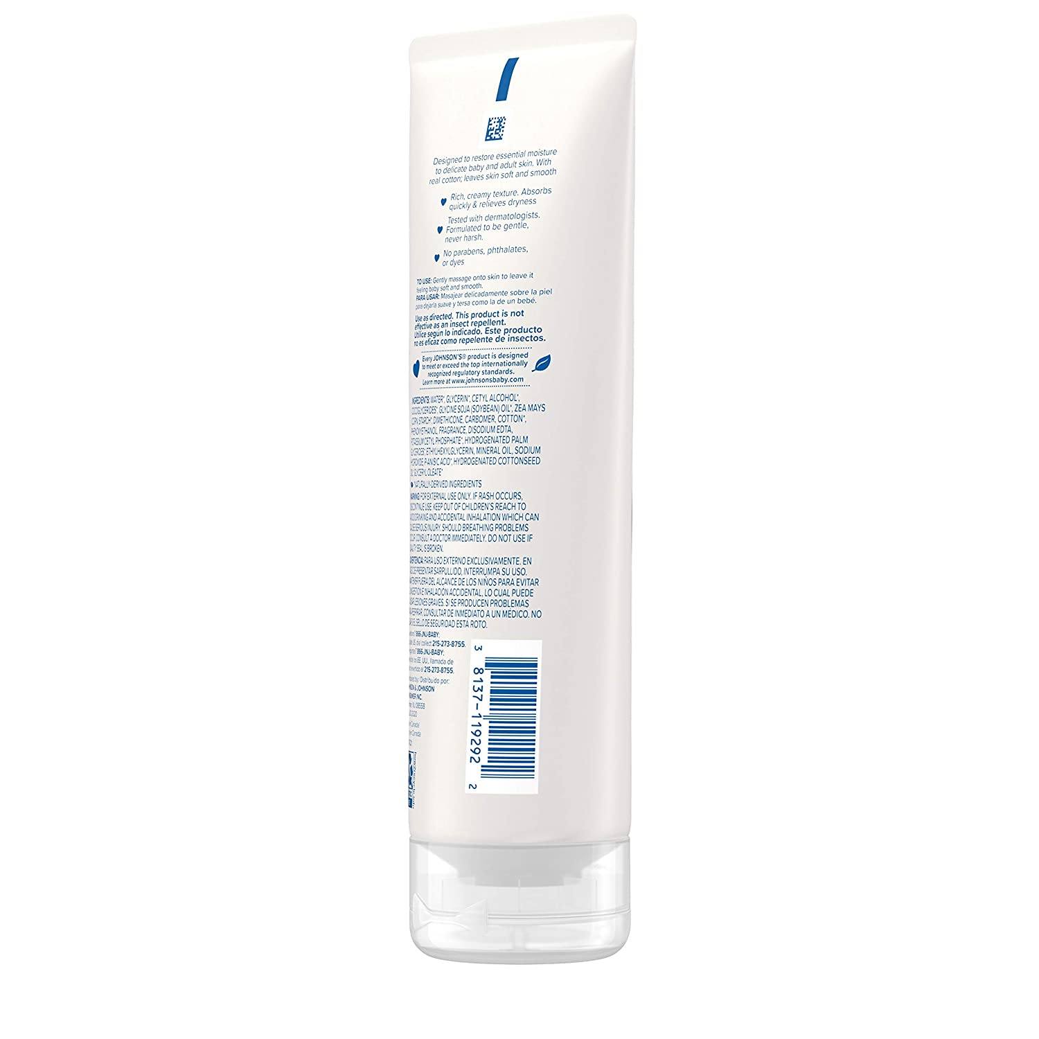 Johnson's CottonTouch Moisturizing Creamy Oil for Baby, Body Lotion with Real Cotton and Gentle Frag