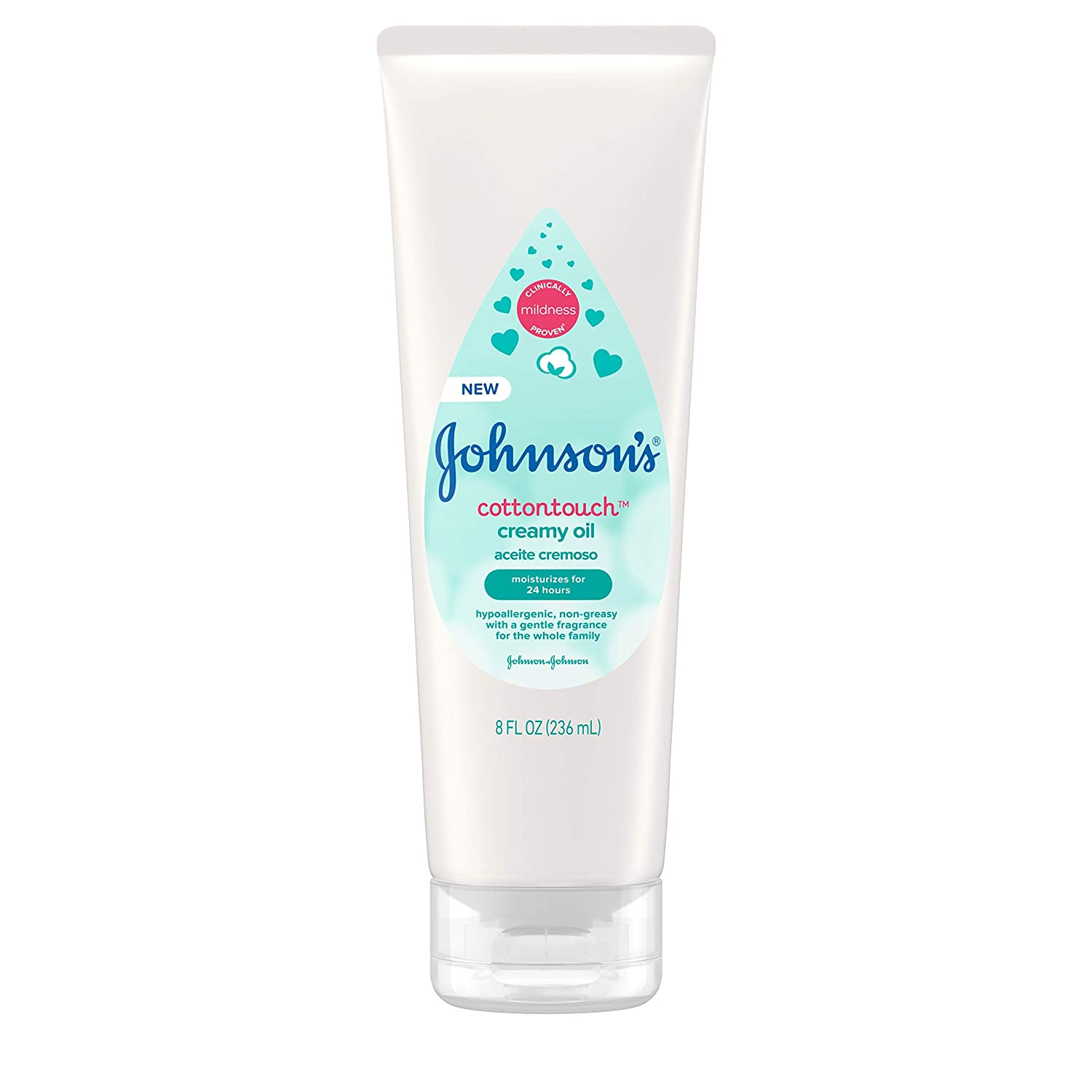 Johnson's CottonTouch Moisturizing Creamy Oil for Baby, Body Lotion with Real Cotton and Gentle Frag