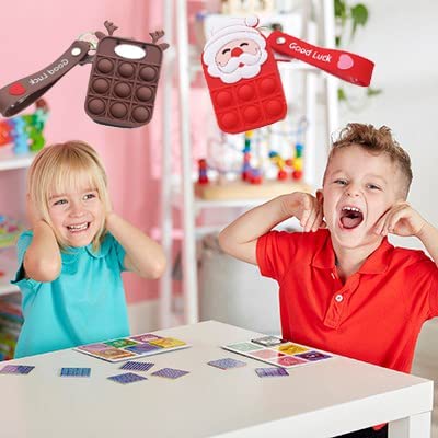 Christmas Santa Claus Deer Pop Fidget Toy,Small Size Bag,Decorative Wallet Purse for School Bag,Push