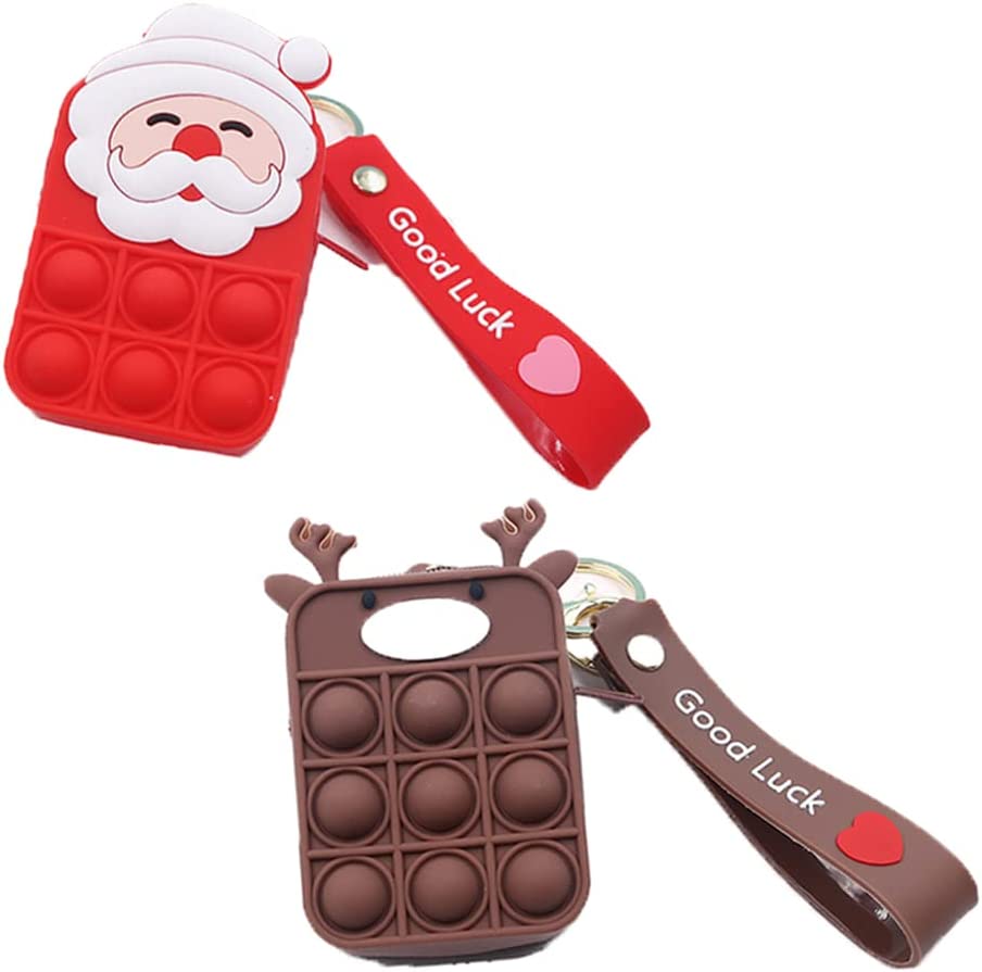 Christmas Santa Claus Deer Pop Fidget Toy,Small Size Bag,Decorative Wallet Purse for School Bag,Push