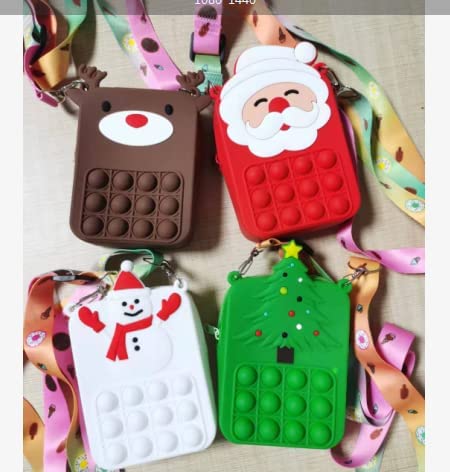 Christmas Santa Claus Deer Pop Fidget Toy,Small Size Bag,Decorative Wallet Purse for School Bag,Push