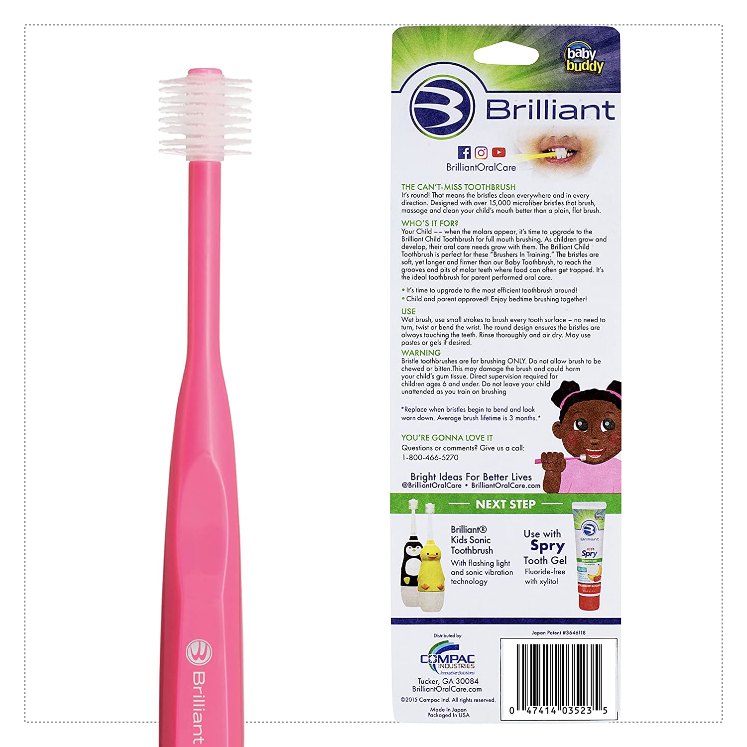 Brilliant Child Toothbrush by Baby Buddy - Ages 2-5 Years, When Molars Appear, Micro Bristles Clean