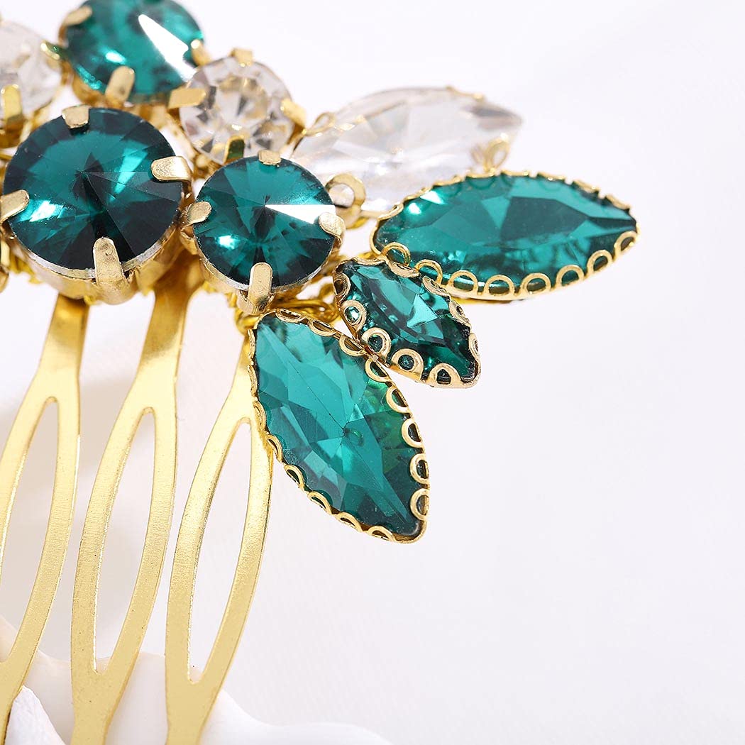 Yokawe Bridal Wedding Hair Comb Gold Rhineston Bride Side Combs Crystal Hair Accessories for Women a