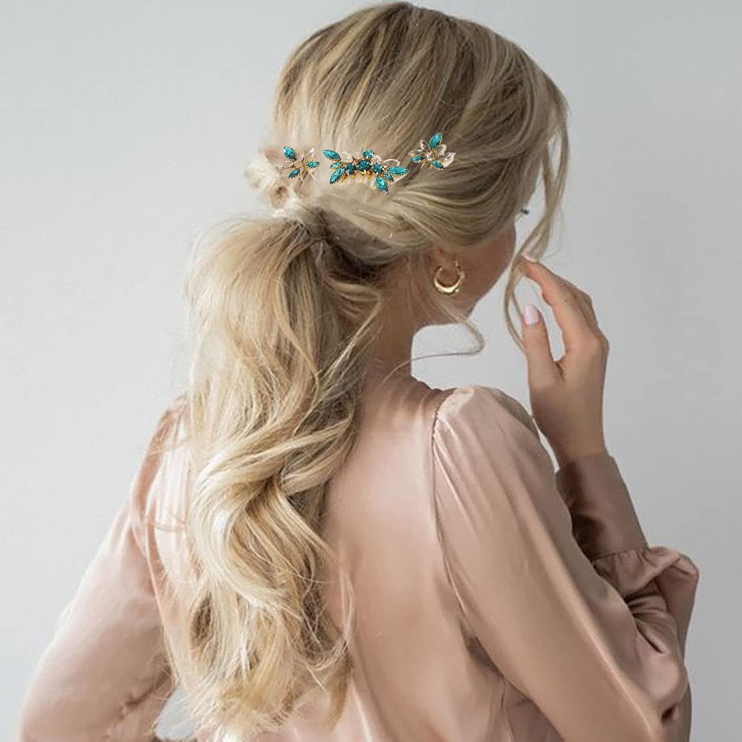 Yokawe Bridal Wedding Hair Comb Gold Rhineston Bride Side Combs Crystal Hair Accessories for Women a