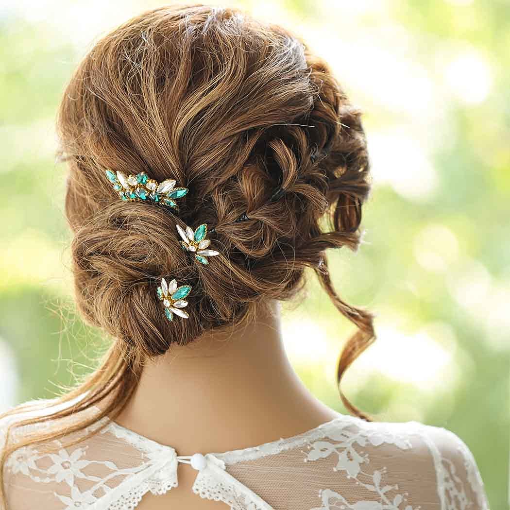 Yokawe Bridal Wedding Hair Comb Gold Rhineston Bride Side Combs Crystal Hair Accessories for Women a