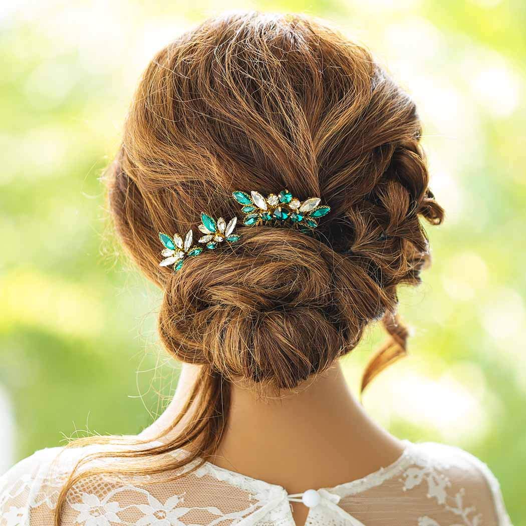 Yokawe Bridal Wedding Hair Comb Gold Rhineston Bride Side Combs Crystal Hair Accessories for Women a