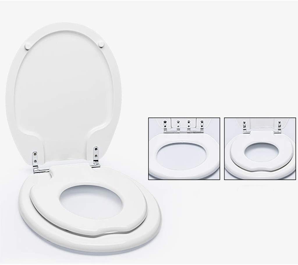 WODMB Potty Elongated Toilet Seat, Adult/Child, w/Chromed Metal Hinges