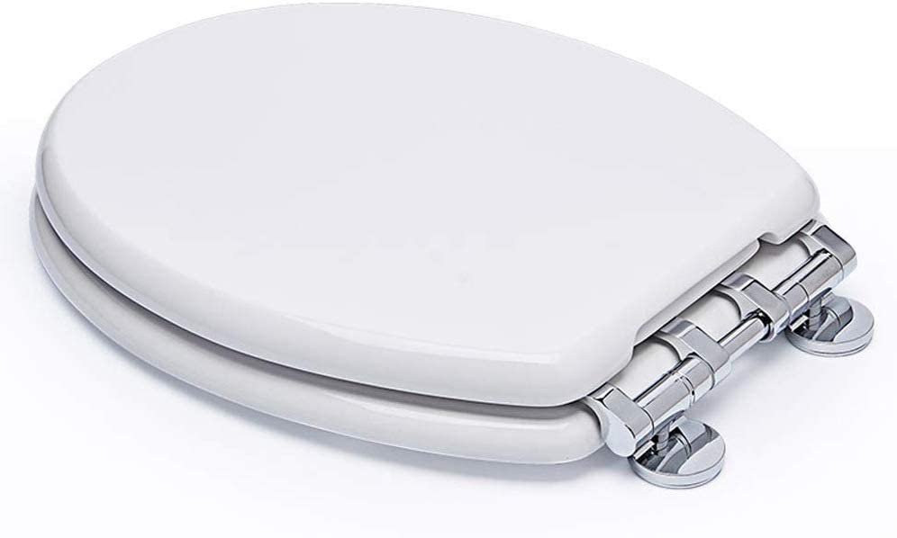 WODMB Potty Elongated Toilet Seat, Adult/Child, w/Chromed Metal Hinges