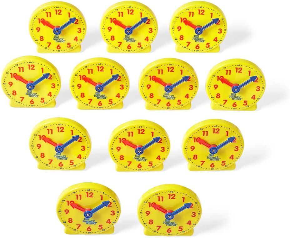hand2mind Mini Geared Clock, Learning Clock, Kids Clock Learning