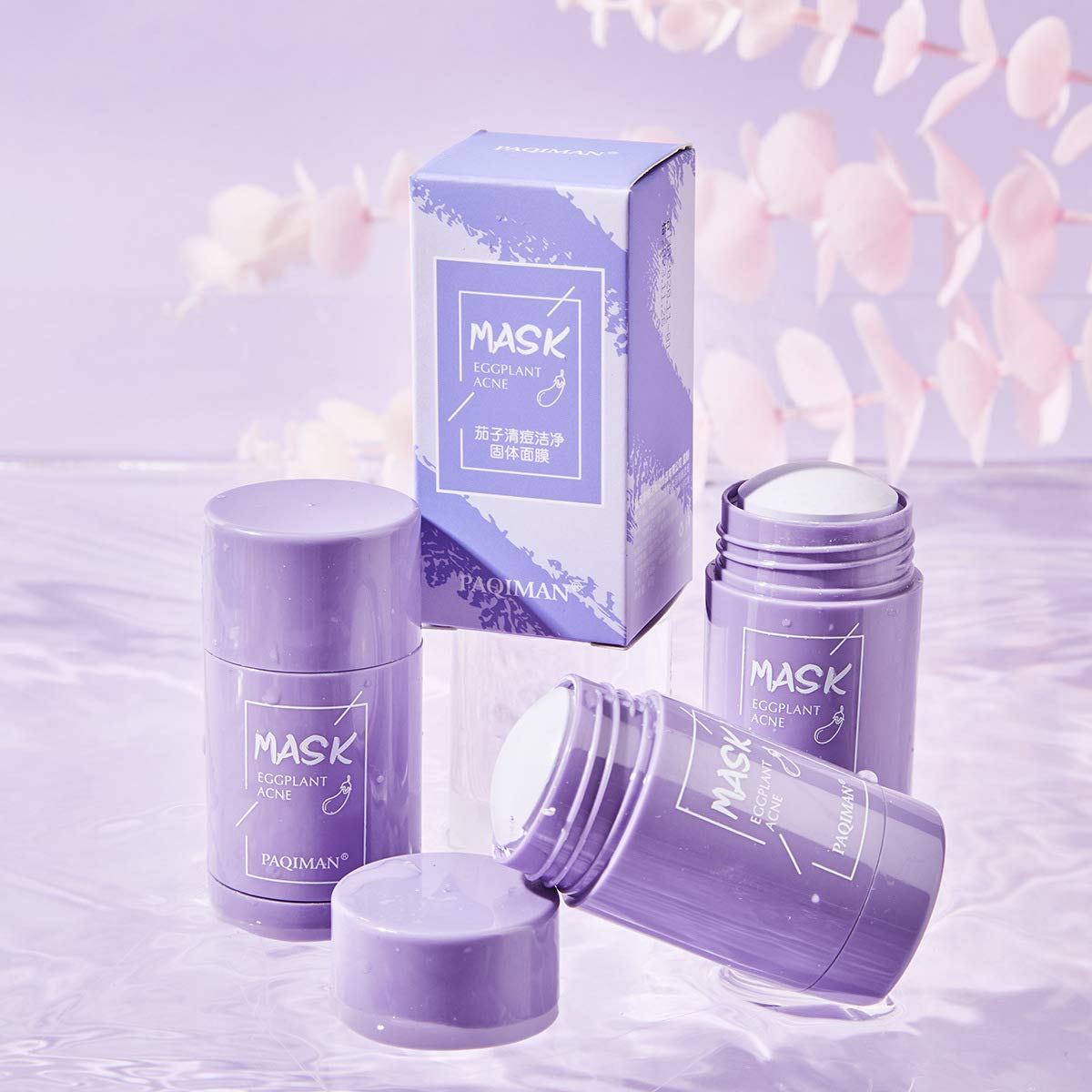 2 Pcs Eggplant Mask Purifying Clay Stick , Face Moisturizes Oil Control , Deep Clean Pore Improves S