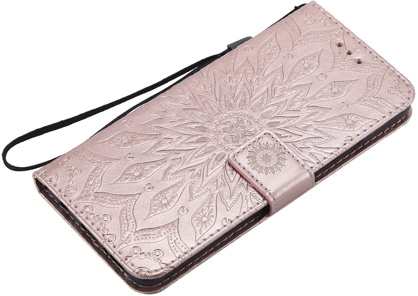 Cfrau Kickstand Wallet Case with Black Stylus for Samsung Galaxy S10 Plus,Retro Mandala Sunflower PU