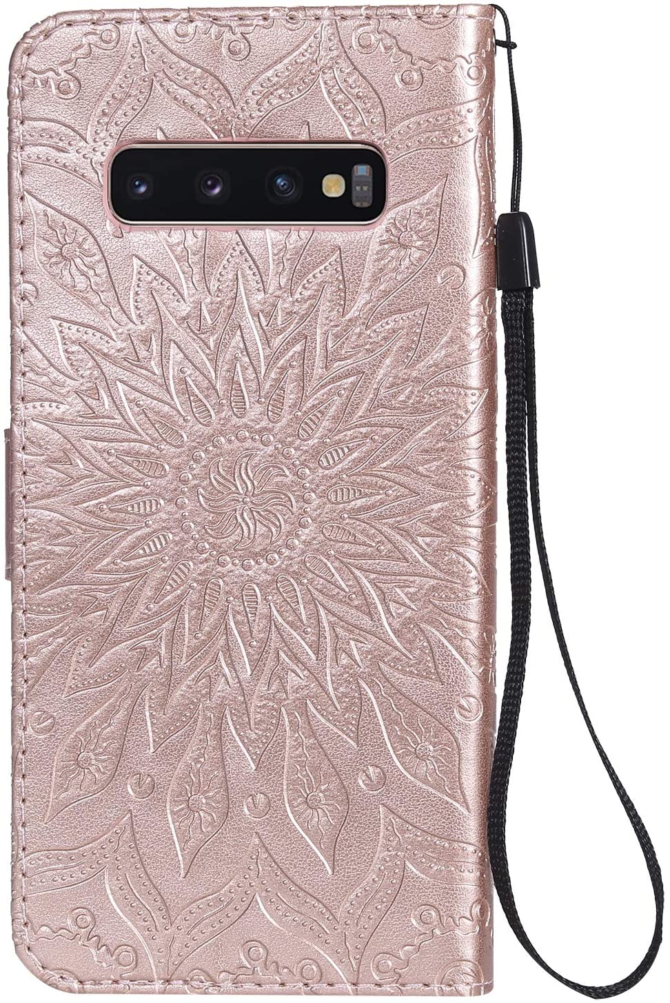Cfrau Kickstand Wallet Case with Black Stylus for Samsung Galaxy S10 Plus,Retro Mandala Sunflower PU