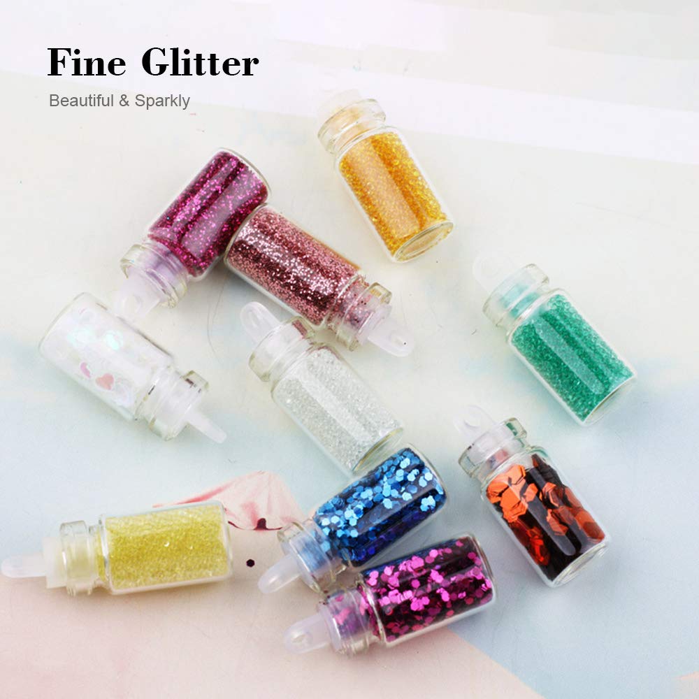 Fine Slime Glitter Set Anself 48 Colors Glitter Set Cosmetic Chunky Glitter for Body Nail Face Hair