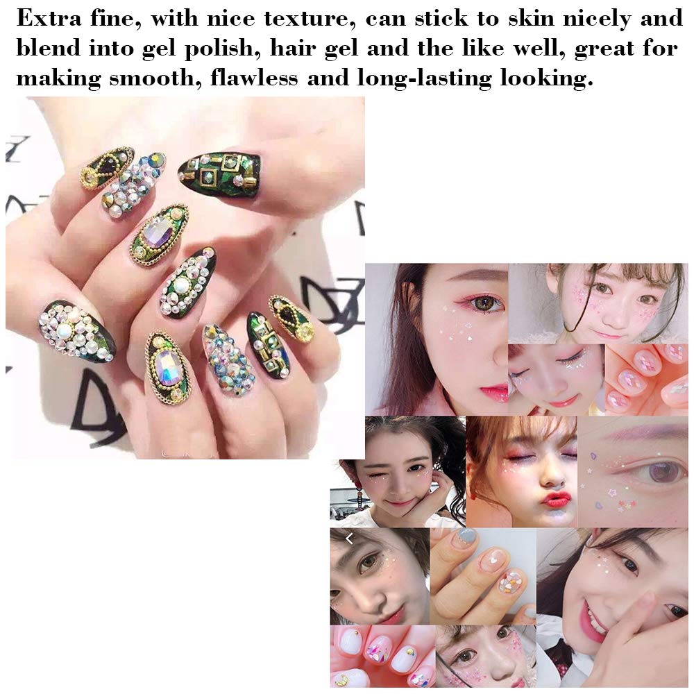 Fine Slime Glitter Set Anself 48 Colors Glitter Set Cosmetic Chunky Glitter for Body Nail Face Hair