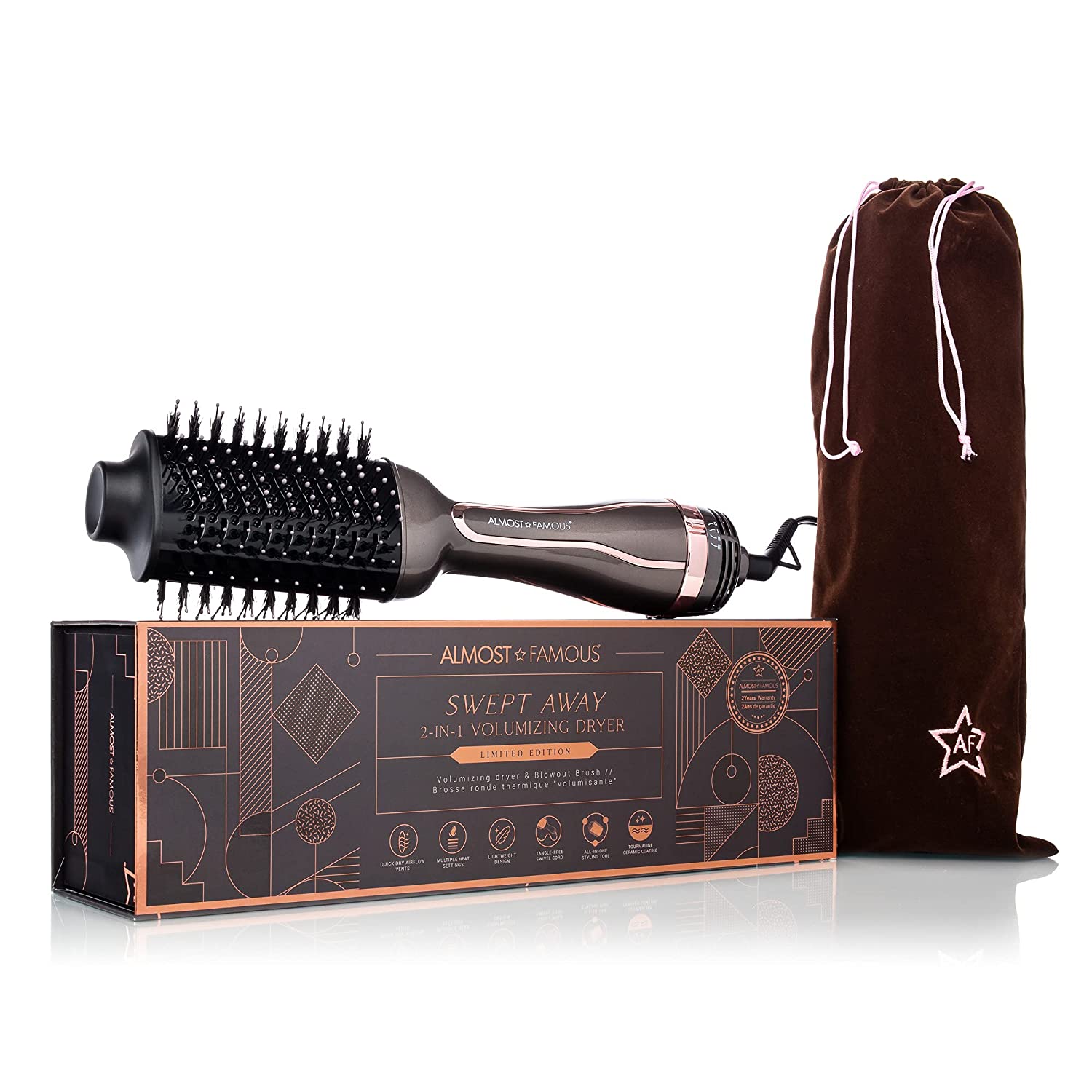 Almost Famous Swept Away 2-in-1 Volumizing Hair Dryer and Blowout Brush, Styling Tools and Appliance