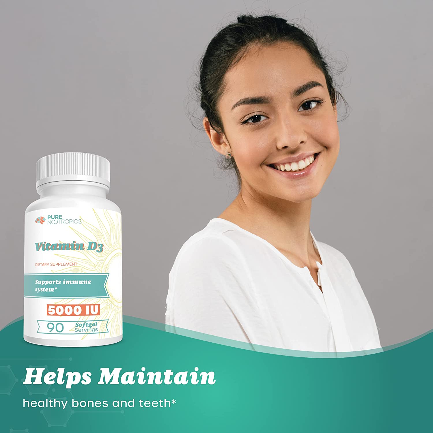 Vitamin D3 5000 IU 90 Count softgels High Potency Supports Immune