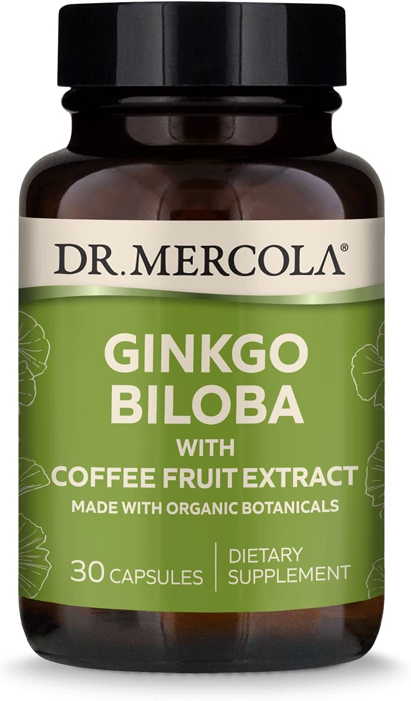 Dr. Mercola Organic Ginkgo Biloba with Coffee Fruit Extract Dietary Supplement, 30 Servings per Cont