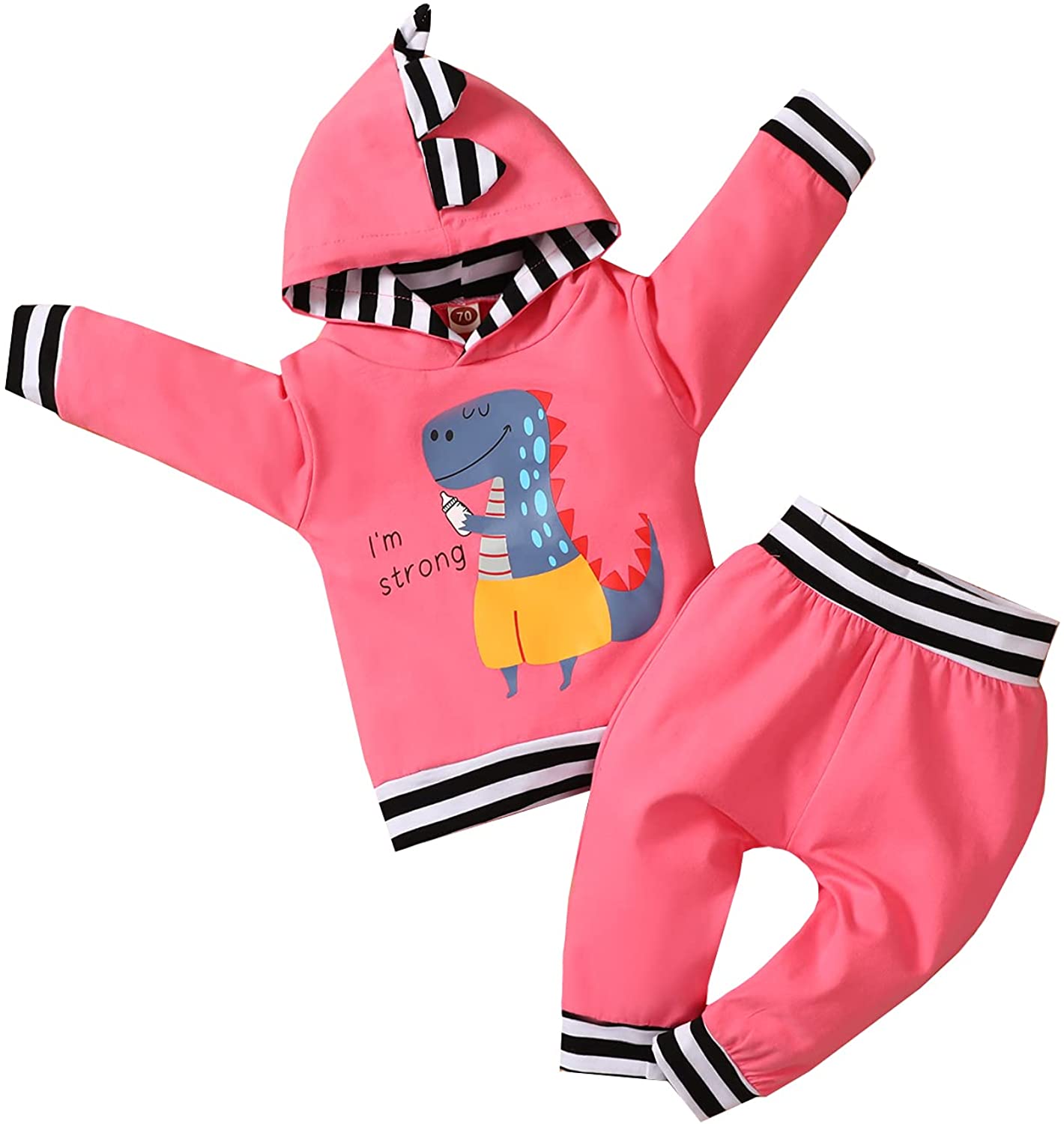 2 Pieces Kids Suit Set Unisex Turkey Letter Print Long Sleeve Hooded Pullover+ Long Pants for Fall W