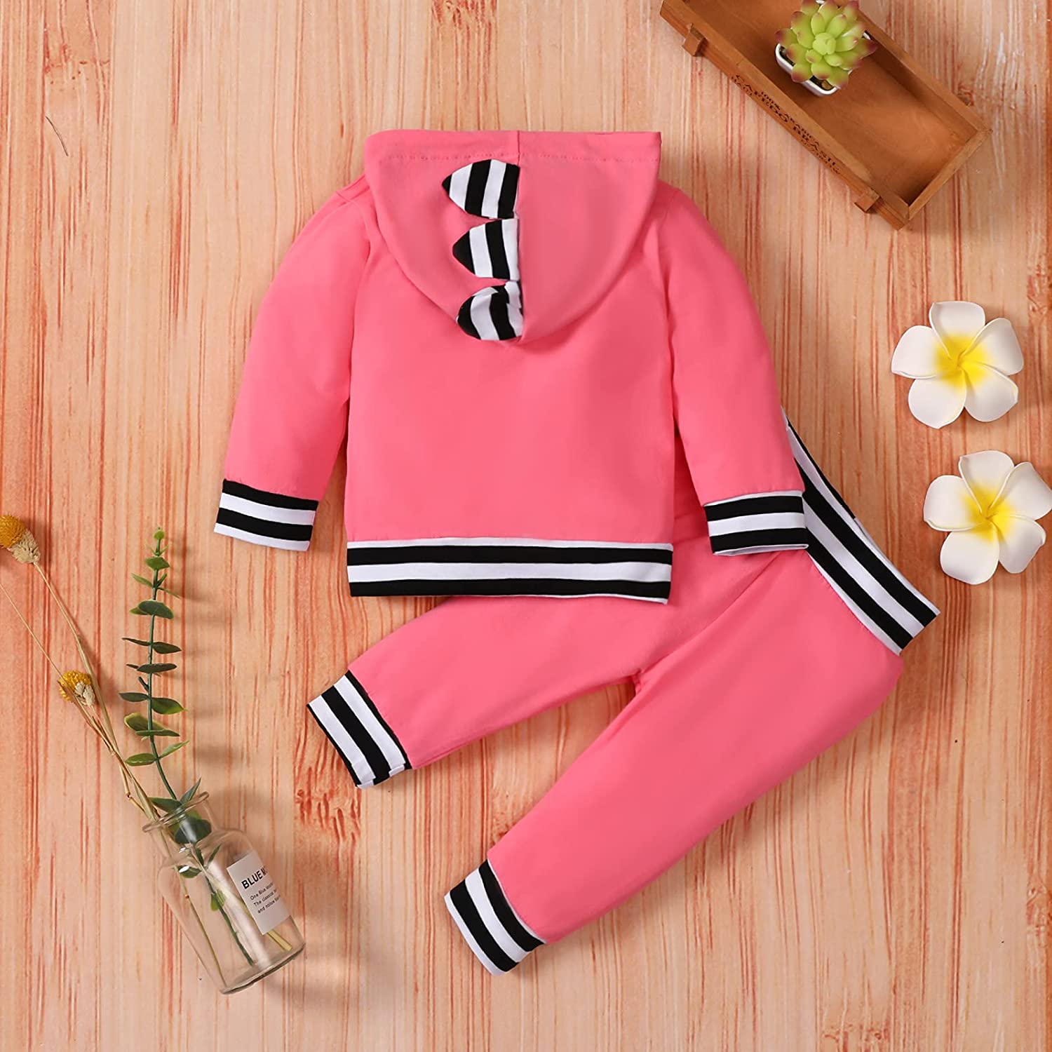 2 Pieces Kids Suit Set Unisex Turkey Letter Print Long Sleeve Hooded Pullover+ Long Pants for Fall W