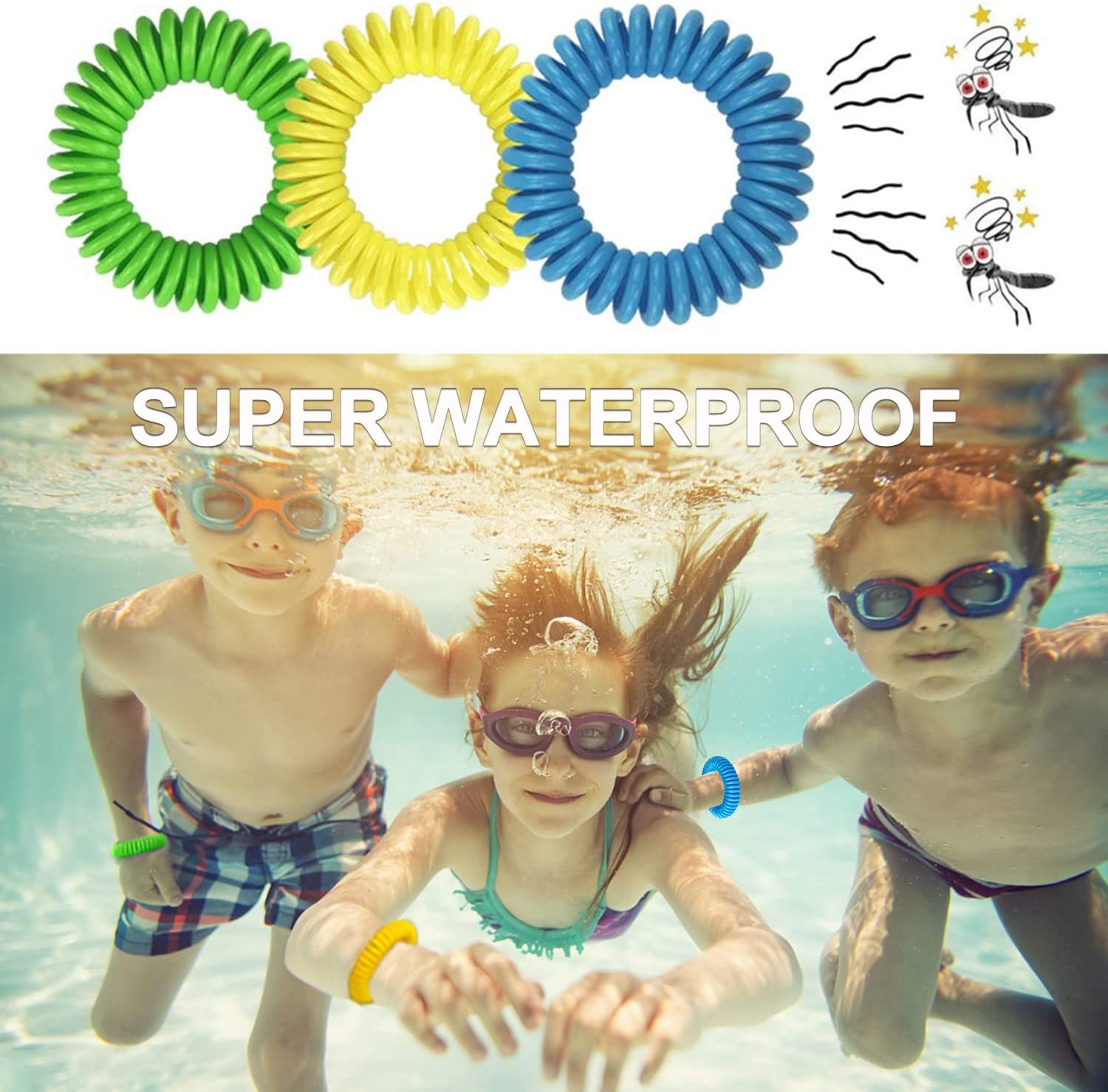 Mosquito Repellent Bracelet 12 Pack Natural Mosquito Repellent Band with 24 Pcs Stickers Safe for Ki