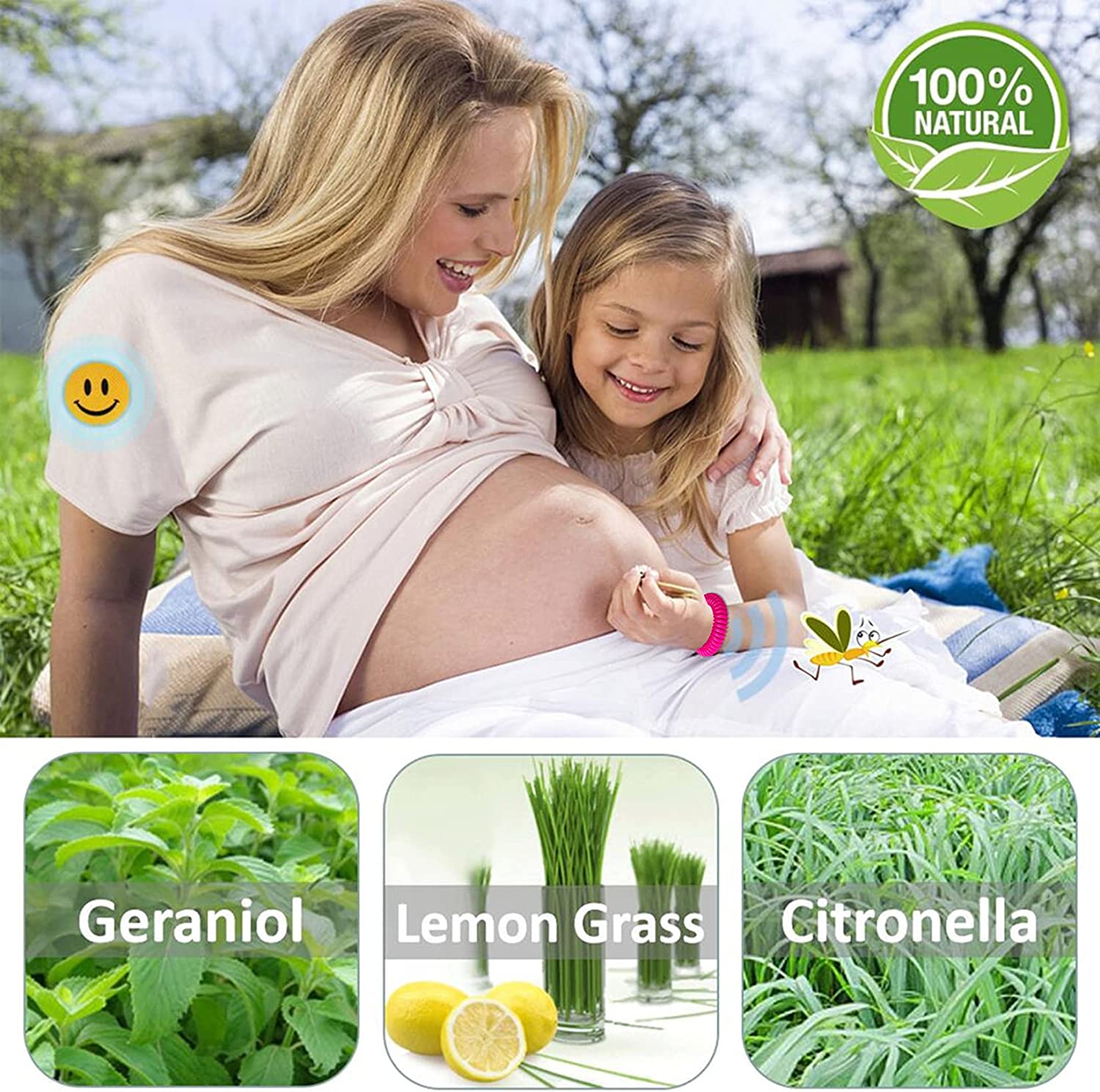 Mosquito Repellent Bracelet 12 Pack Natural Mosquito Repellent Band with 24 Pcs Stickers Safe for Ki