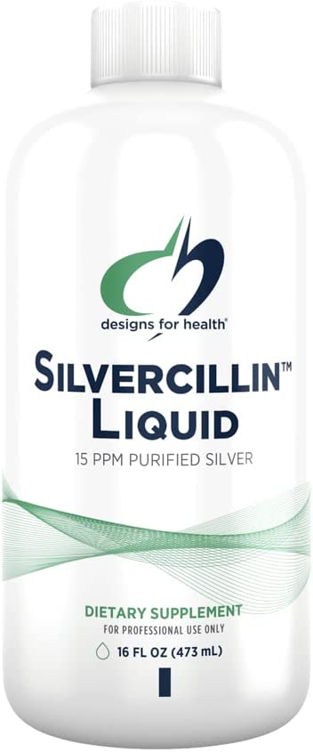 Designs for Health Liquid Silver - Silvercillin Pure Silver with Purified Water, 15ppm Non-Toxic For
