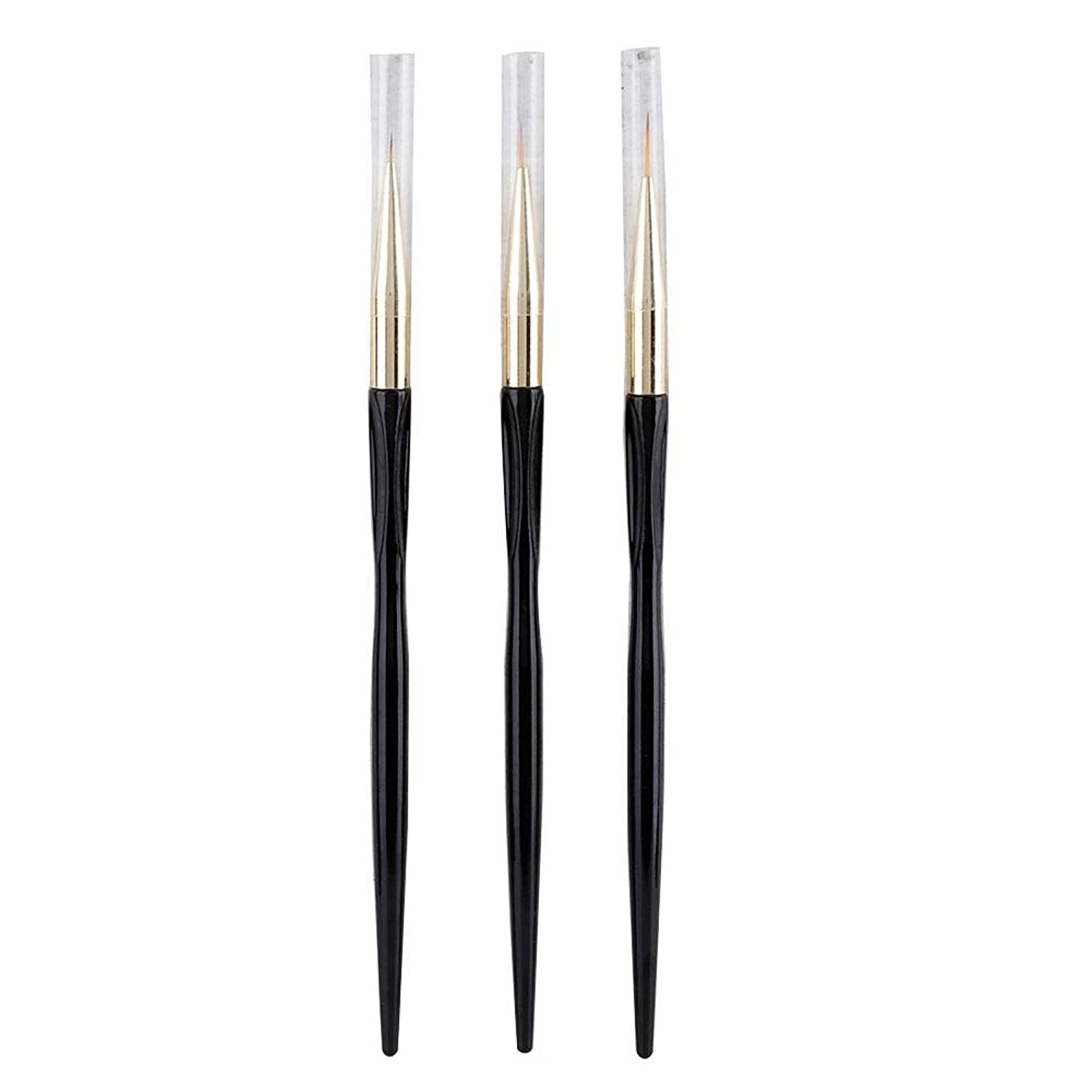 3pcs Nail Art Pens Set Line Drawing Painting Pen Brush Manicure Tool for Nail Art Salon(Black)