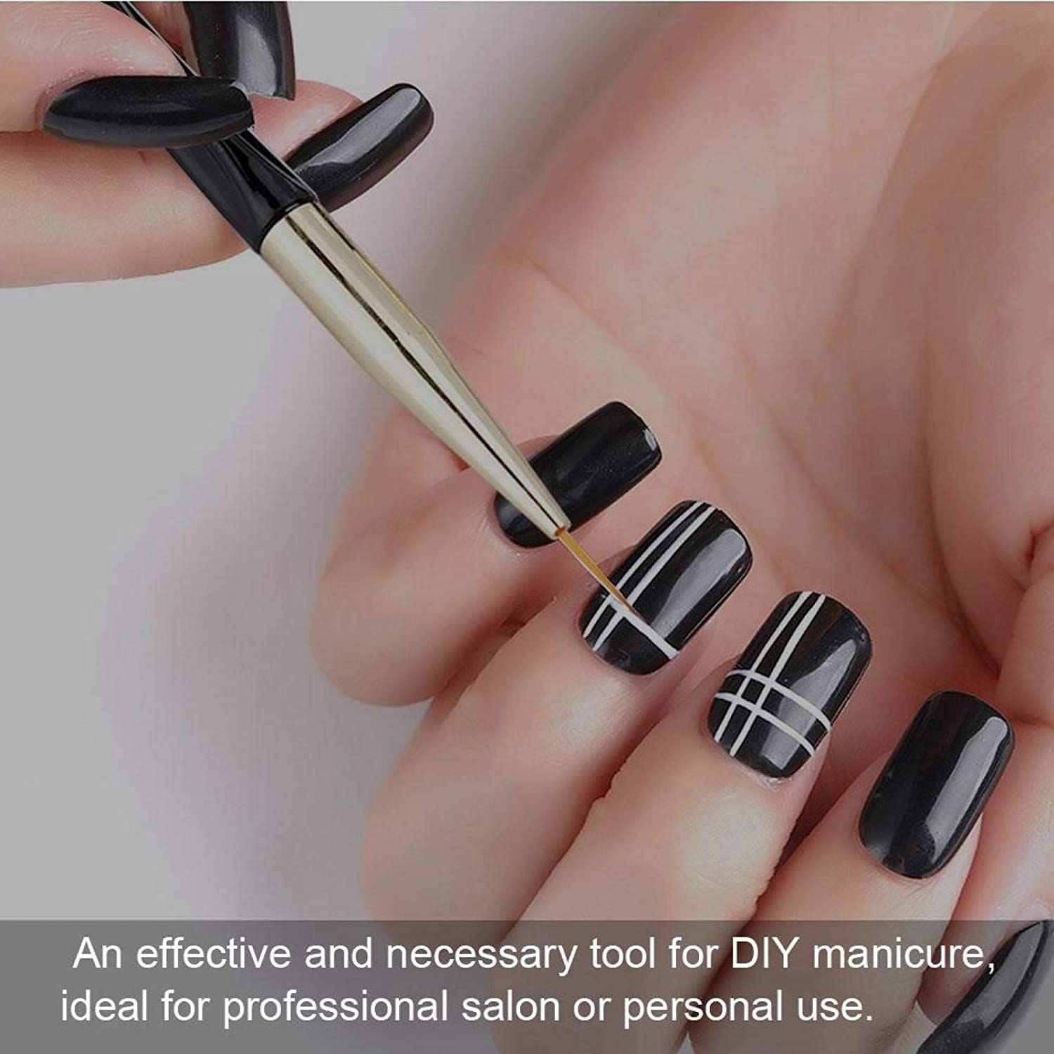 3pcs Nail Art Pens Set Line Drawing Painting Pen Brush Manicure Tool for Nail Art Salon(Black)