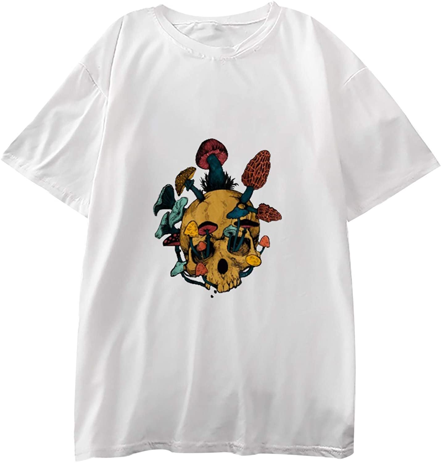 Dosoop Womens T Shirts Short Sleeve Loose Fit Graphic Funny Skull Printed Crewneck Tops Tshirt Athle