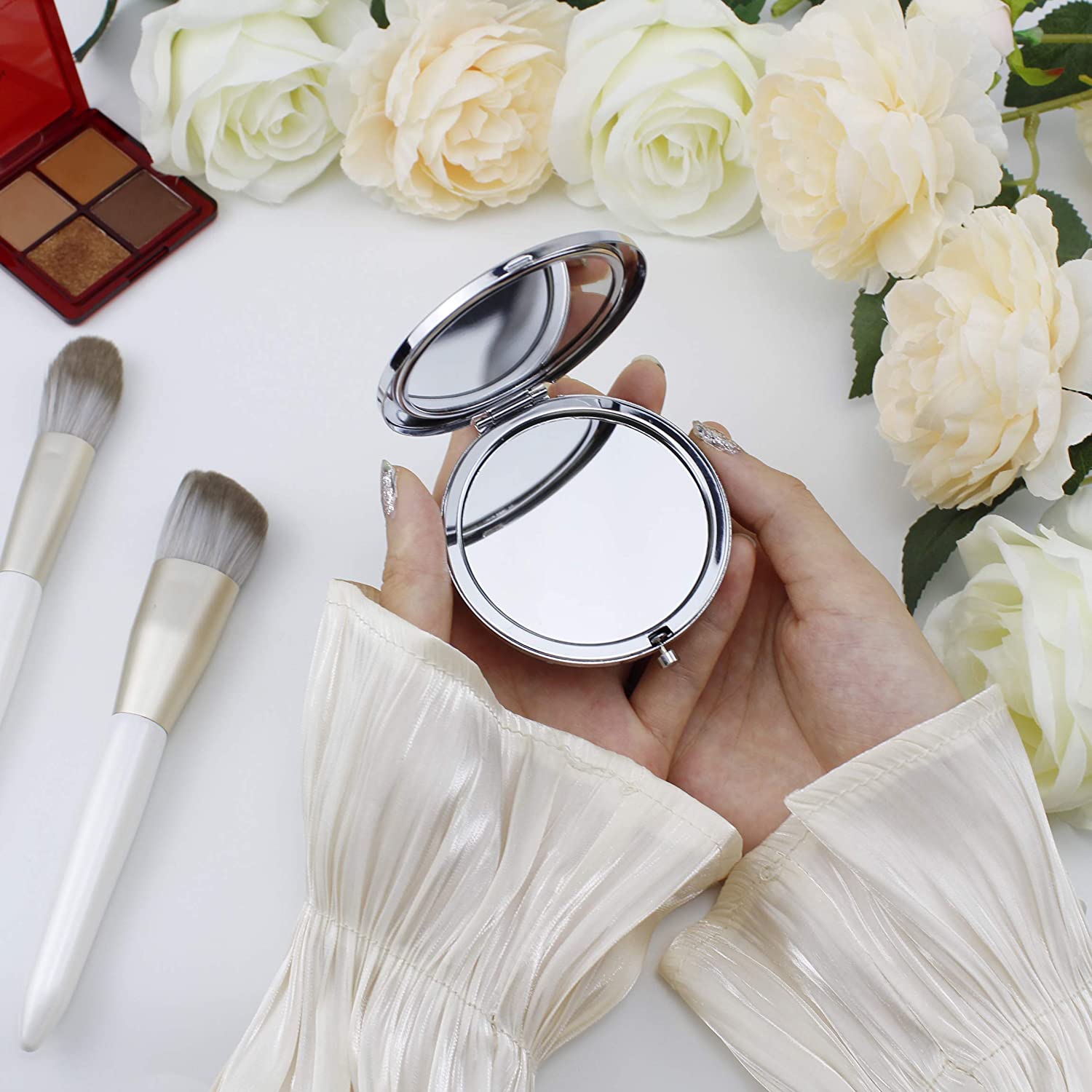 Pack of 9 Compact Pocket Makeup Mirrors Set Include 1 Bride to Be Mirror and 8 Bride