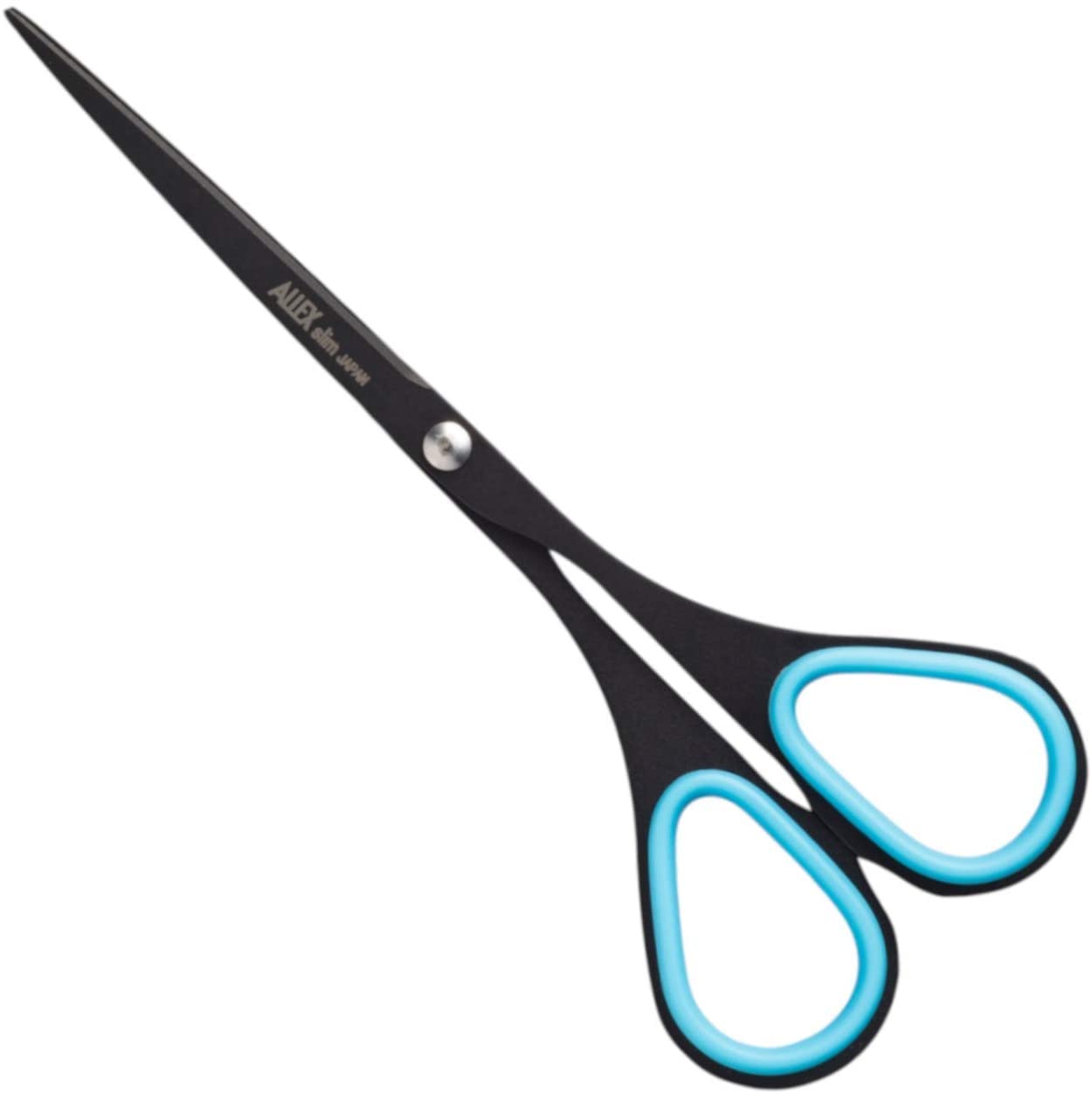 ALLEX Blue and Black Scissors for Office, Japanese Stainless Steel, Made in Japan Thin & Slim Scisso