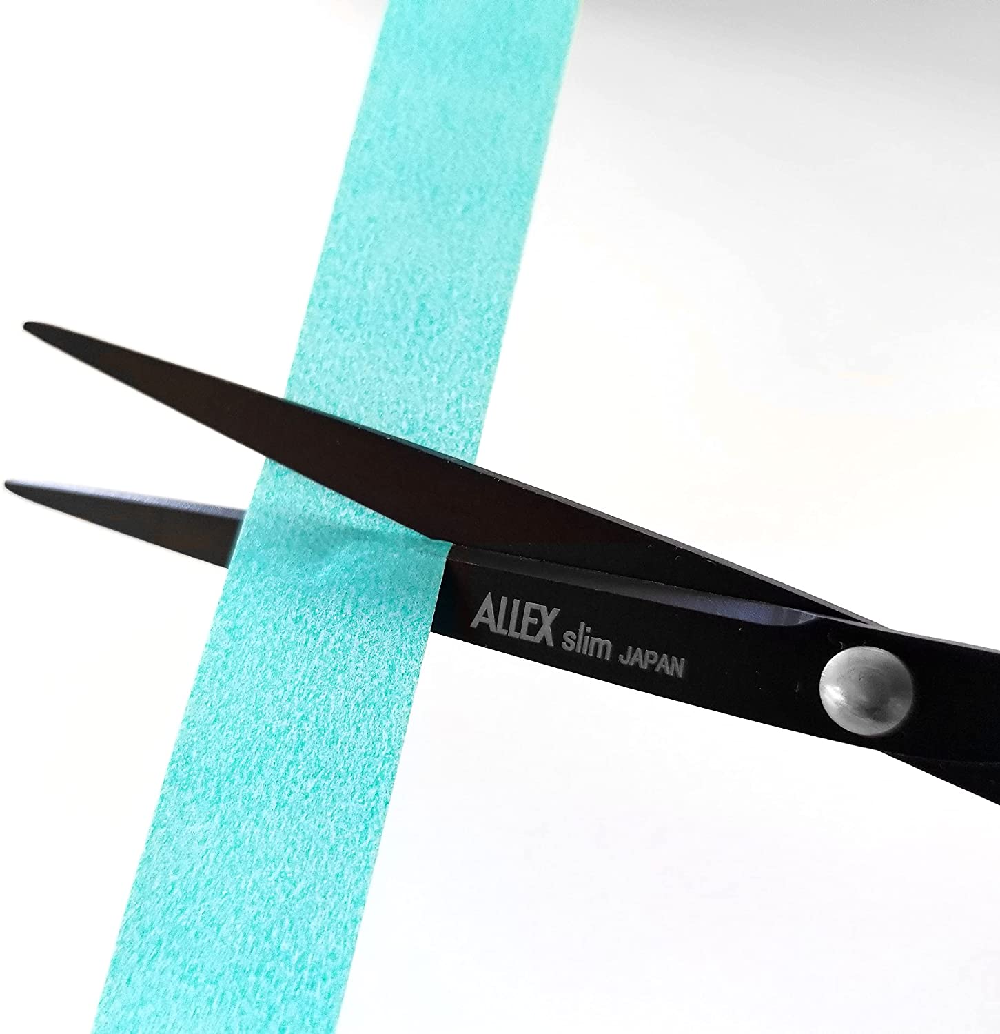 ALLEX Blue and Black Scissors for Office, Japanese Stainless Steel, Made in Japan Thin & Slim Scisso