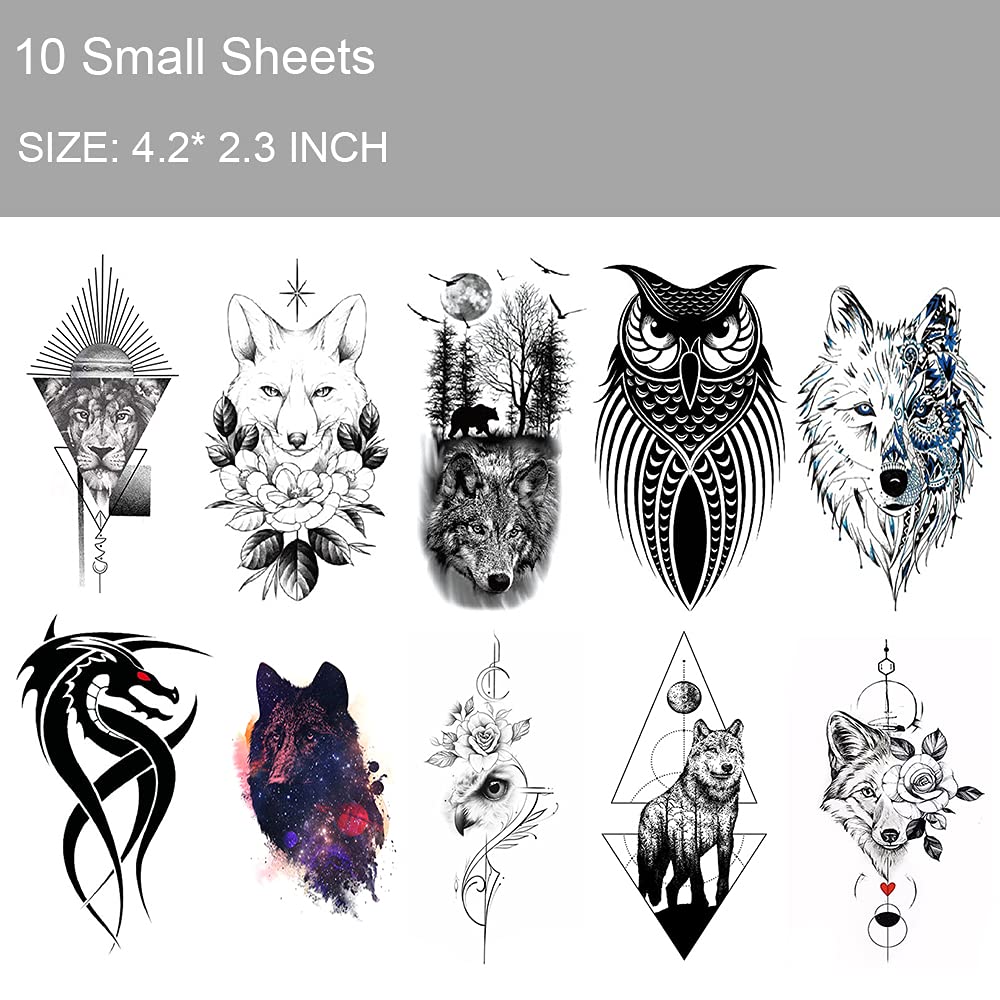 20 Sheets Large Owl Temporary Tattoos for Men Women, Realistic Owl Temporary Tattoo Stickers for Adu