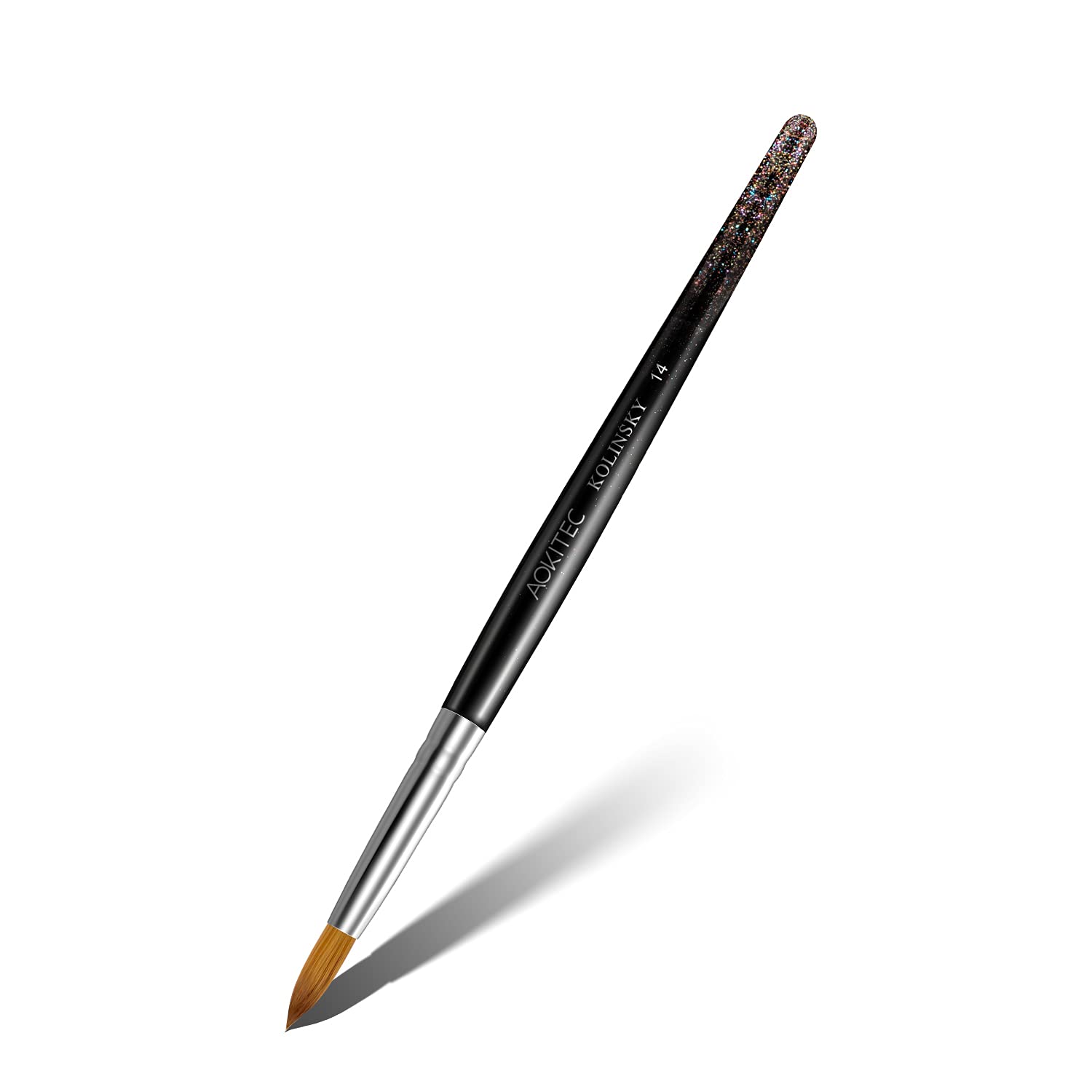 Aokitec Kolinsky Acrylic Nail Brush for Acrylic Powder, #14 Nail Art Brush for Acrylic Application, 